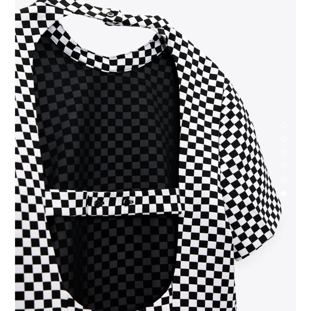 NWT Zara Checkered Short Backless dress Size Large Medium M/L - Picture 5 of 7